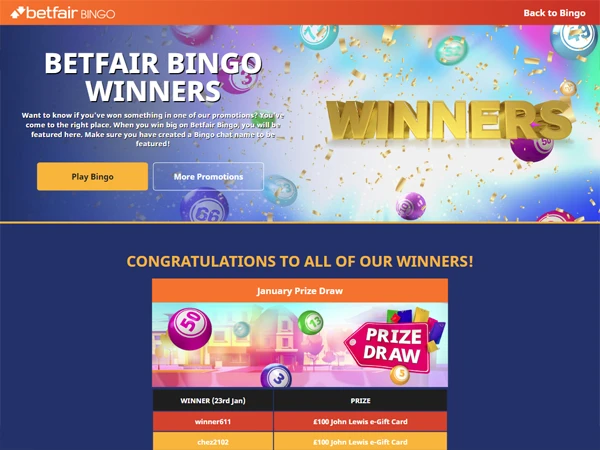 Betfair Bingo Desktop Screenshot 1