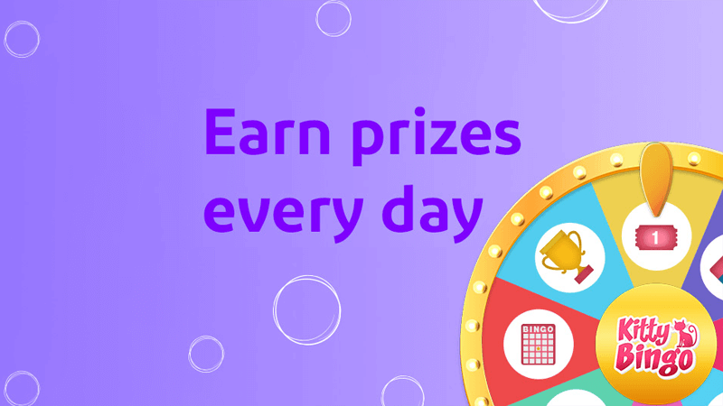 Earn daily prizes with Kitty Bingo's free daily spinner