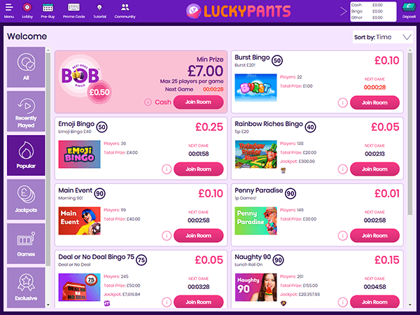 Lucky Pants Bingo Desktop Screenshot 2