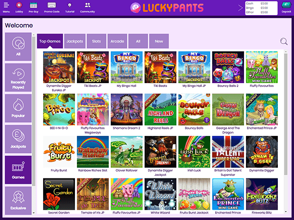 Lucky Pants Bingo Desktop Screenshot 1