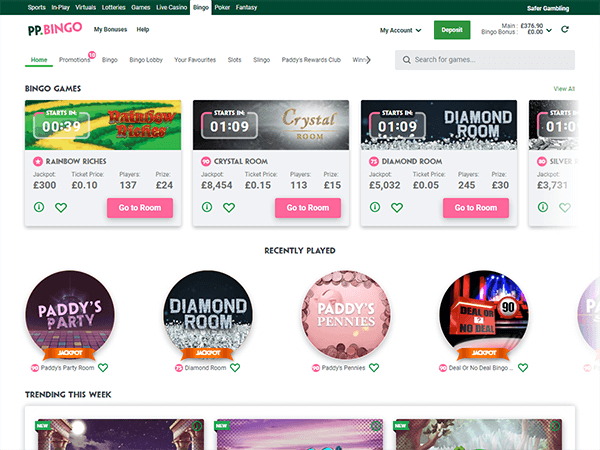 Paddy Power Bingo Desktop Screenshot 1