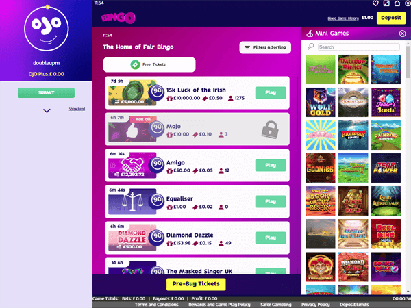 PlayOJO Bingo Desktop Screenshot 2
