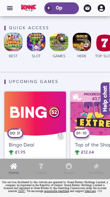 Bonnie Bingo Mobile Screenshot 1