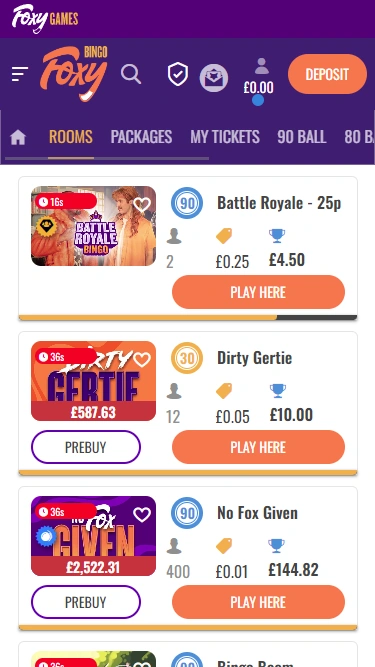 Foxy Bingo Mobile Screenshot 2