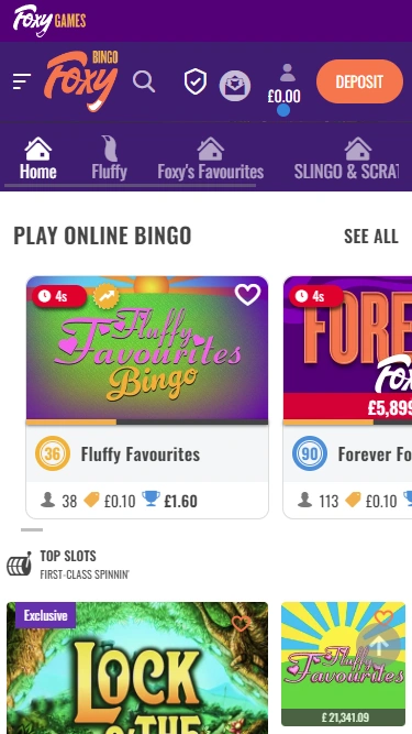Foxy Bingo Mobile Screenshot 1