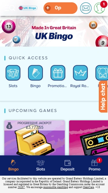 UK Bingo Mobile Screenshot 1