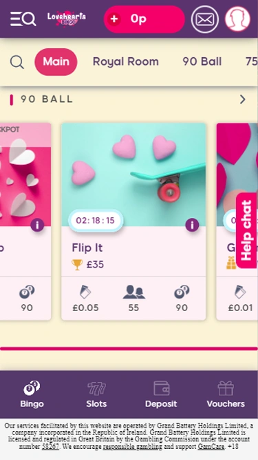 Lovehearts Bingo Mobile Screenshot 2