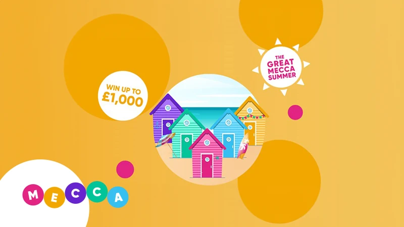 Win wager-free cash prizes with the Sandy Shacks game at Mecca Bingo