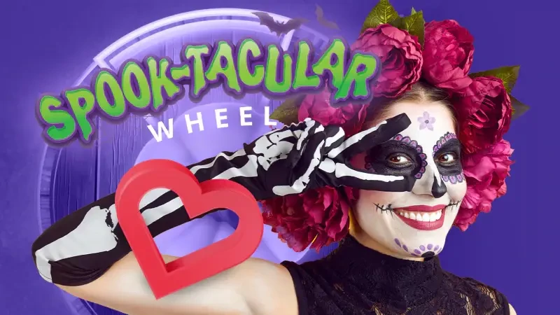 Spin the Spooktacular Double Wheel for top prizes at Heart Bingo