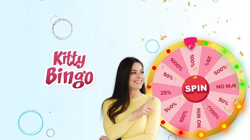Collect a 1,000% bonus with the Daily Prize Wheel at Kitty Bingo!
